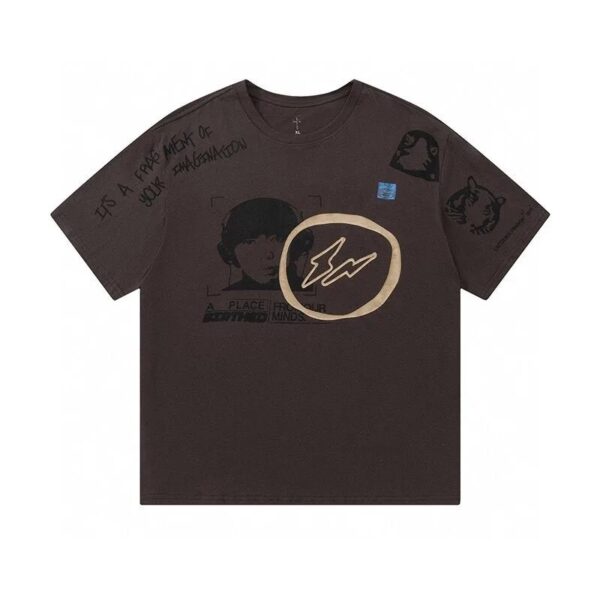 TravisScott Cactus JackXFragmentDesign Collaboration Hiroshi Fujiwara DJ Face Print Short Sleeve Tee