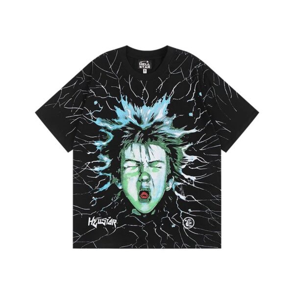 Hellstar High Street American Street Hip Hop Peplum Printed Short Sleeve T-Shirt