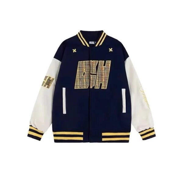 AC Milan Heavy Craft Embroidery Patchwork Leather Sleeve OFF Hundred Baseball Jacket