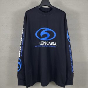 Balenciaga High Version 2024 Surf Pattern Letter Straight Split Print Loose Long Sleeve