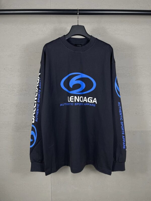 Balenciaga High Version 2024 Surf Pattern Letter Straight Split Print Loose Long Sleeve