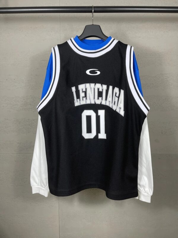 Balenciaga High Version 25 Autumn Basketball Jersey Fake 3-Piece Set Embroidered Long Sleeve