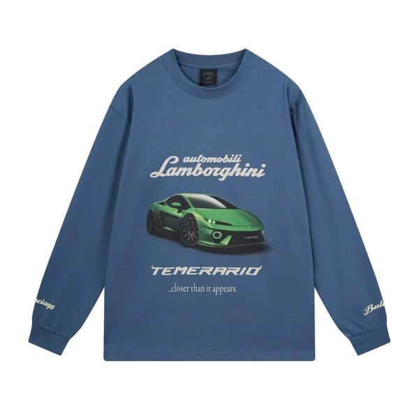 Balenciga ✘Lamborghini Sports car logo direct-print long-sleeved shirt