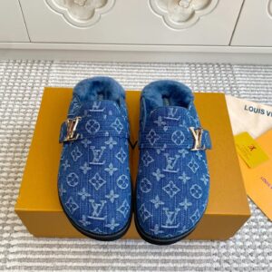 Louis Vuitton Couple's Slip-On Moccasins Fleece-Lined Slippers
