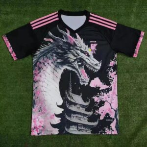 Adidas JAPAN Japanese-Style Dragon Pattern Black-Pink Gradient Soccer T-Shirt