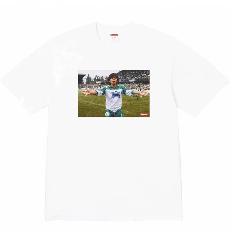 Supreme Soccer Print White Street Retro T-Shirt