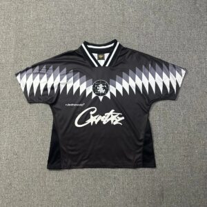 Corteiz Black Retro Streetwear Jersey with Sawtooth Totem