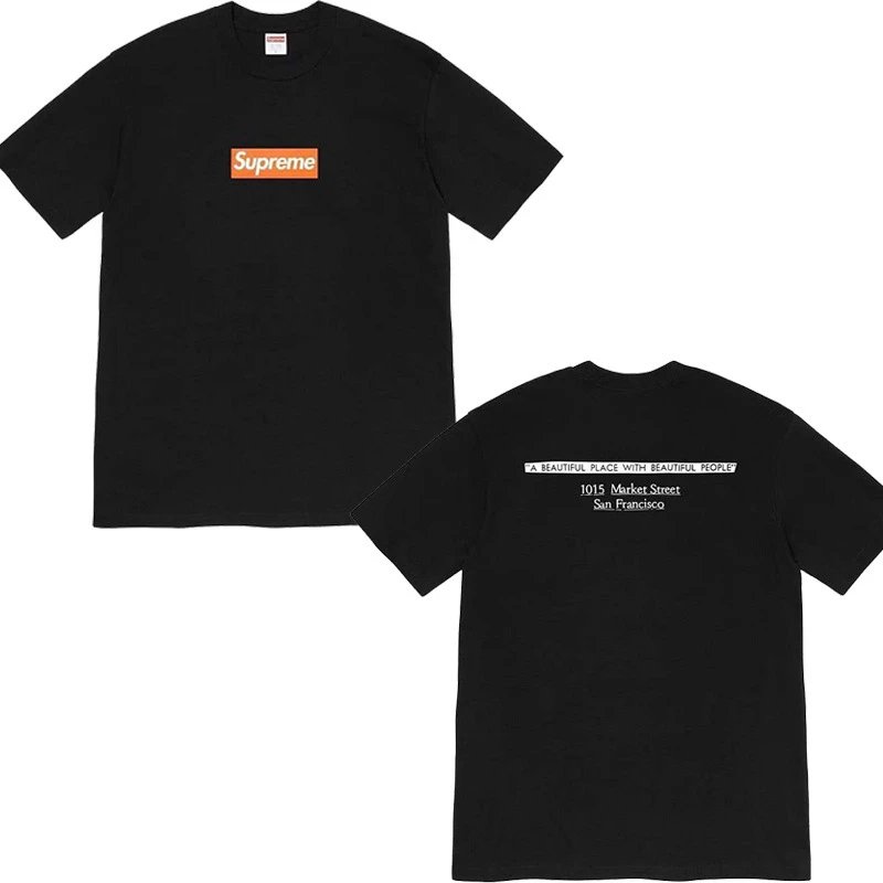 Supreme Box Logo Black Street Style Print T-Shirt