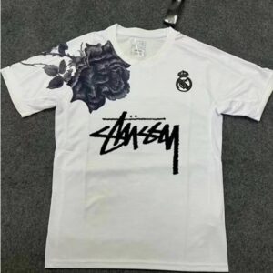 Stussy x Real Madrid Collaboration Rose Motif White T-Shirt