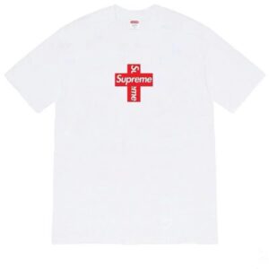 Supreme Cross Logo White Street Fashion T-Shirt