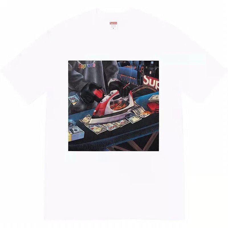 Supreme Money Iron Print White Streetwear T-Shirt