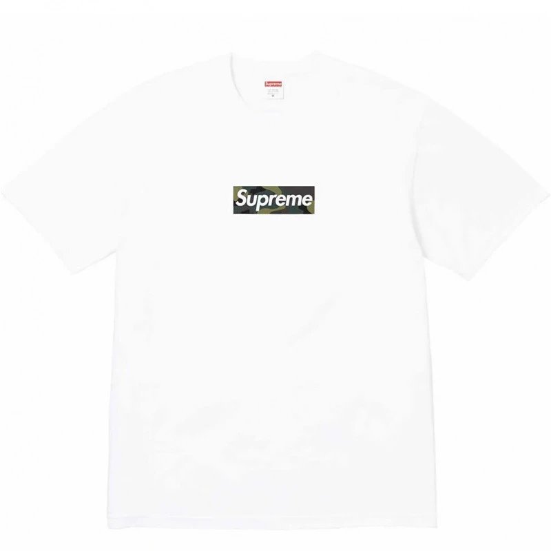 Supreme Box Logo White Camo Streetwear Short-Sleeve T-Shirt