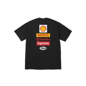 Supreme Multi-Brand Collaboration Black Racing-Style T-Shirt