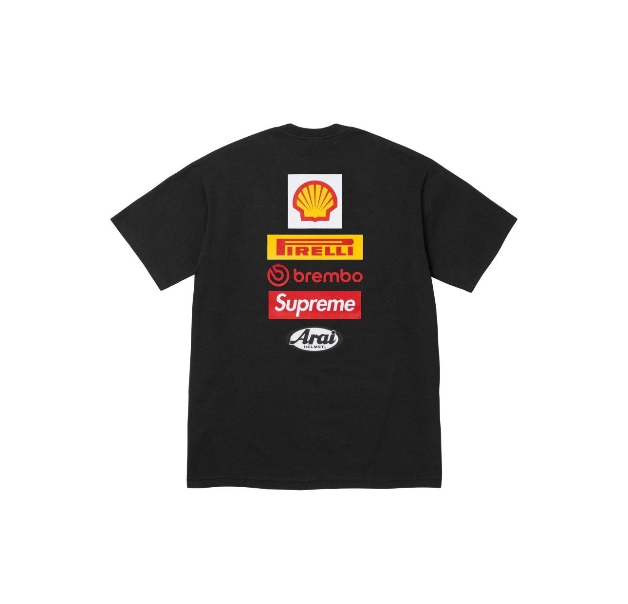 Supreme Multi-Brand Collaboration Black Racing-Style T-Shirt