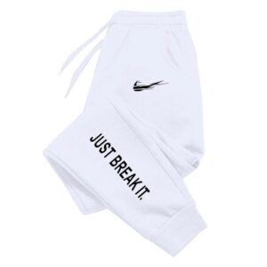 Nike JUST BREAK IT White Street Cuffed Sweatpants