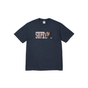 Supreme Classic Logo Character Print Navy Blue Short-Sleeve T-Shirt