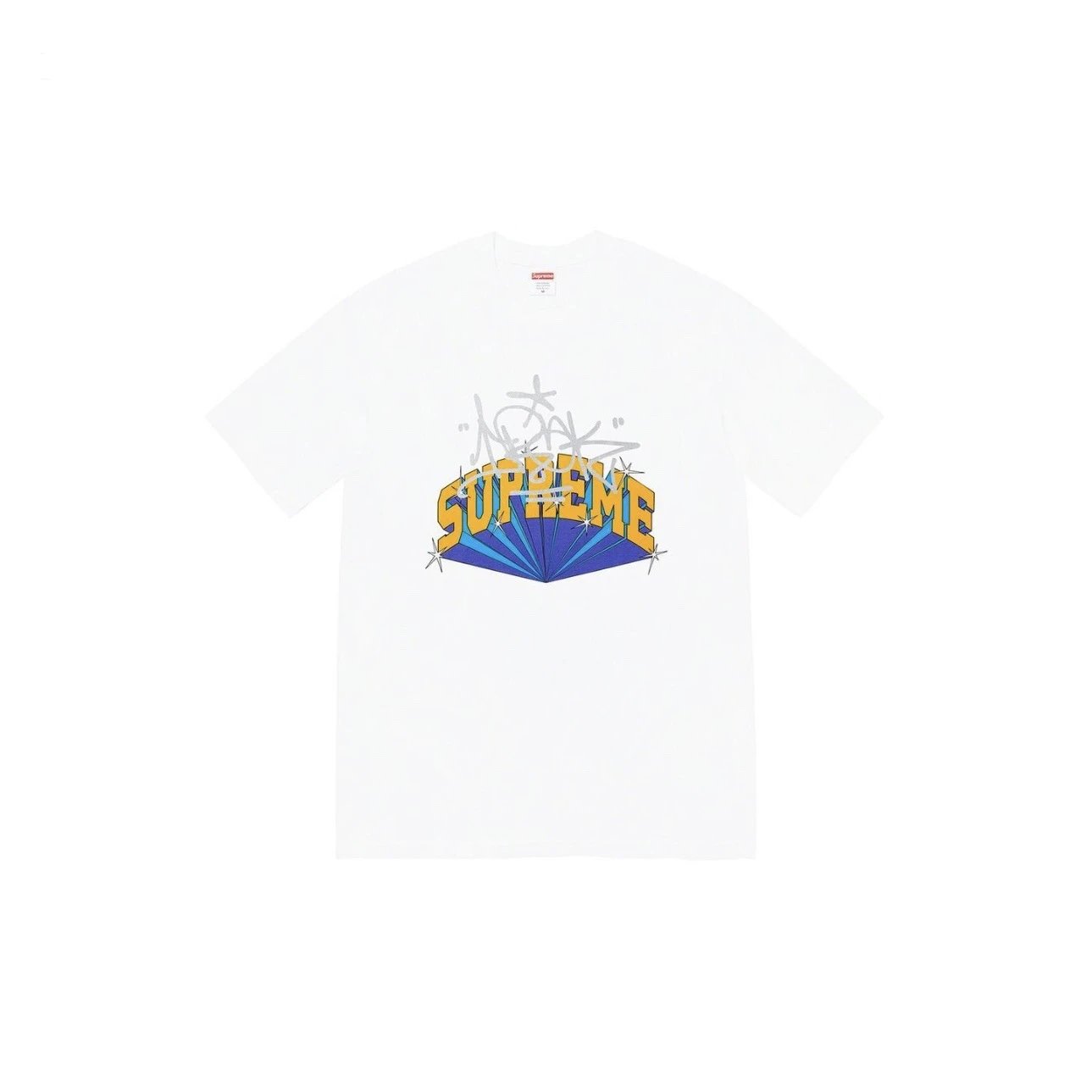 Supreme White Graffiti Print Street Style T-Shirt