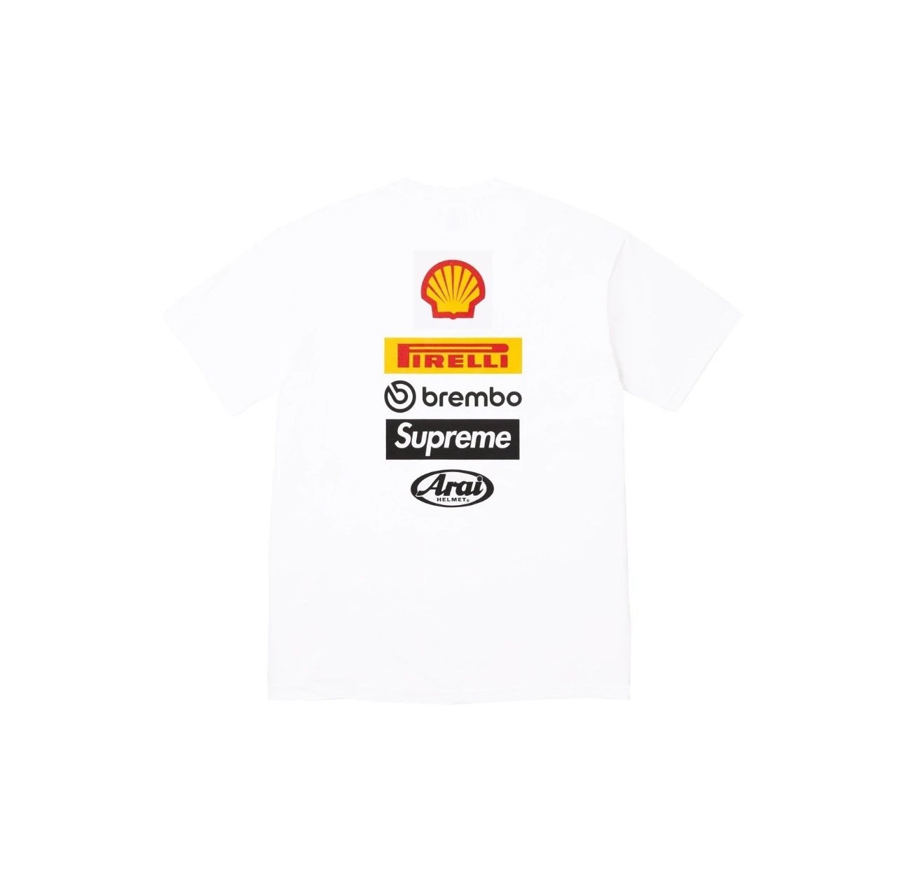 Supreme Collaboration Logo Street Racing-Style White Short-Sleeve T-Shirt