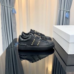 Valentino Rockstud All-Black Studded Street-Style Sneakers