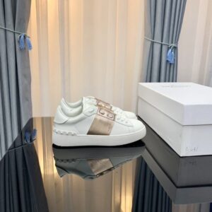 Valentino Rockstud Ivory and Champagne Gold Casual Shoes