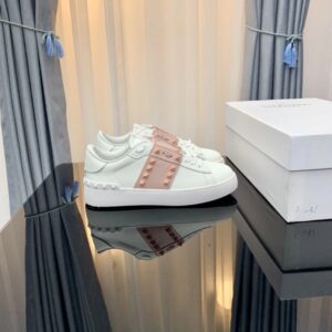 Valentino Rockstud White and Pink Studded Casual Sneakers
