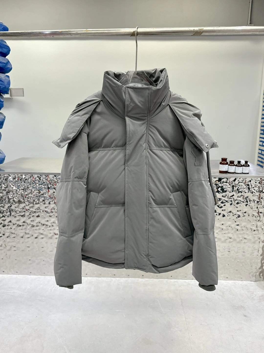 AMI Gray Workwear Down Jacket