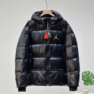 Jordan Flyman Black Glossy Hooded Down Jacket