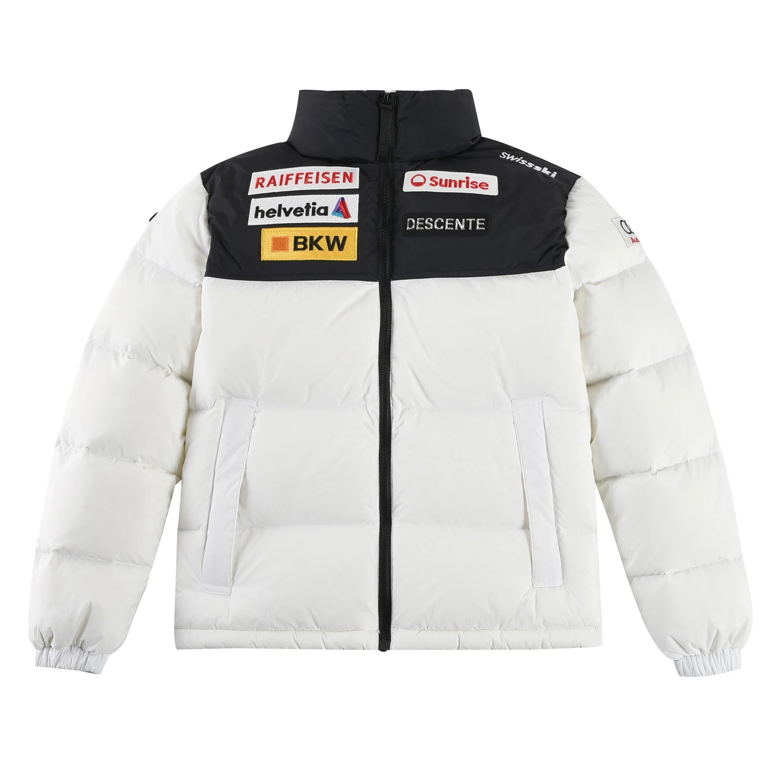 DESCENTE Swiss Ski Series Down Jacket with Black and White Color-Blocking