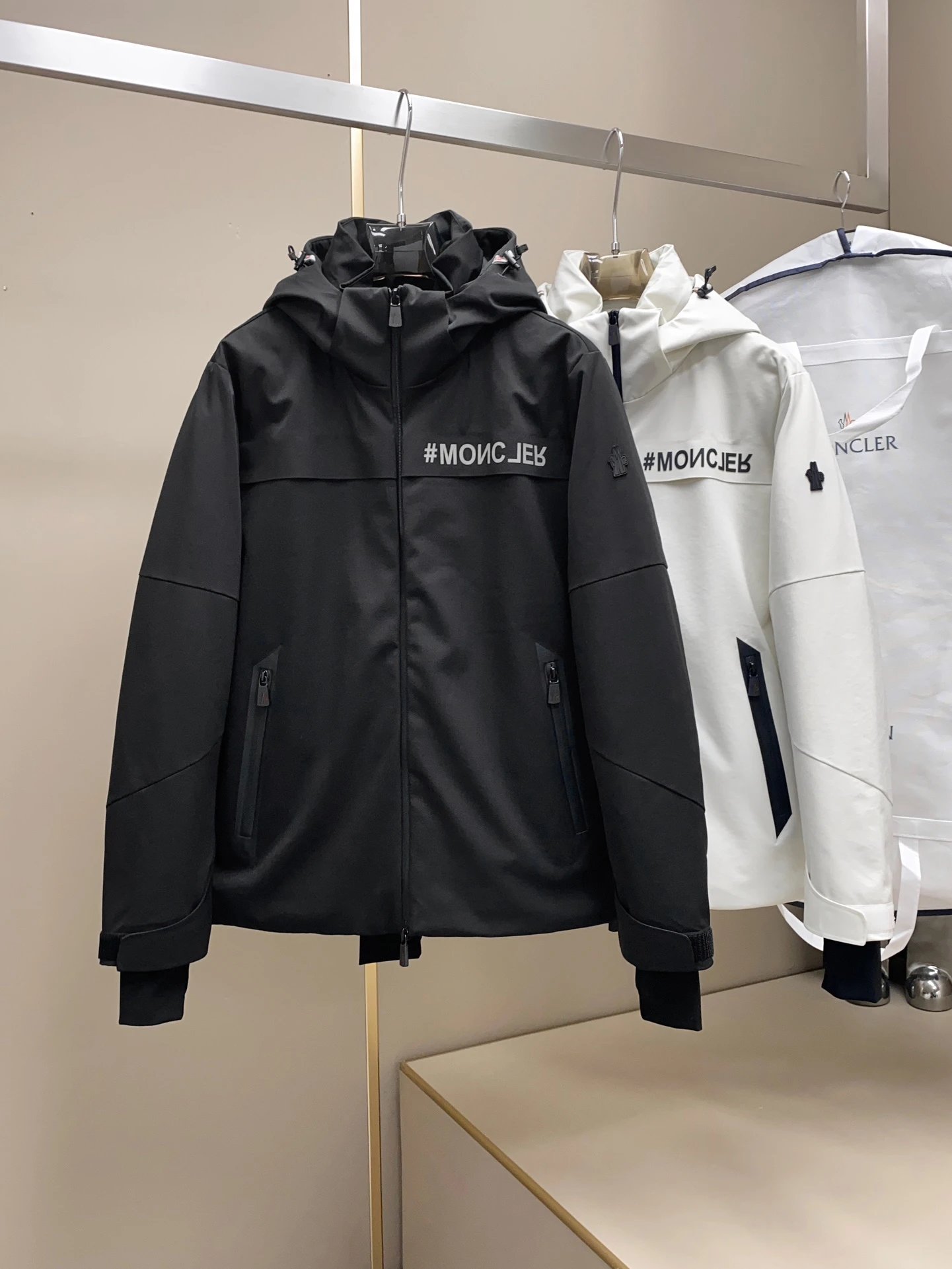 Moncler Hooded Jacket Black White