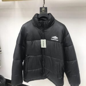 Balenciaga Black Down Jacket with Stand Collar