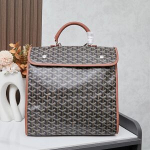 Goyard Classic Monogram Backpack in Dark Grey-Brown—Business Commuter Style