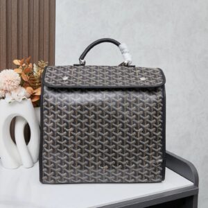 Goyard Classic Briefcase in Dark Brown Monogram with Black Trim