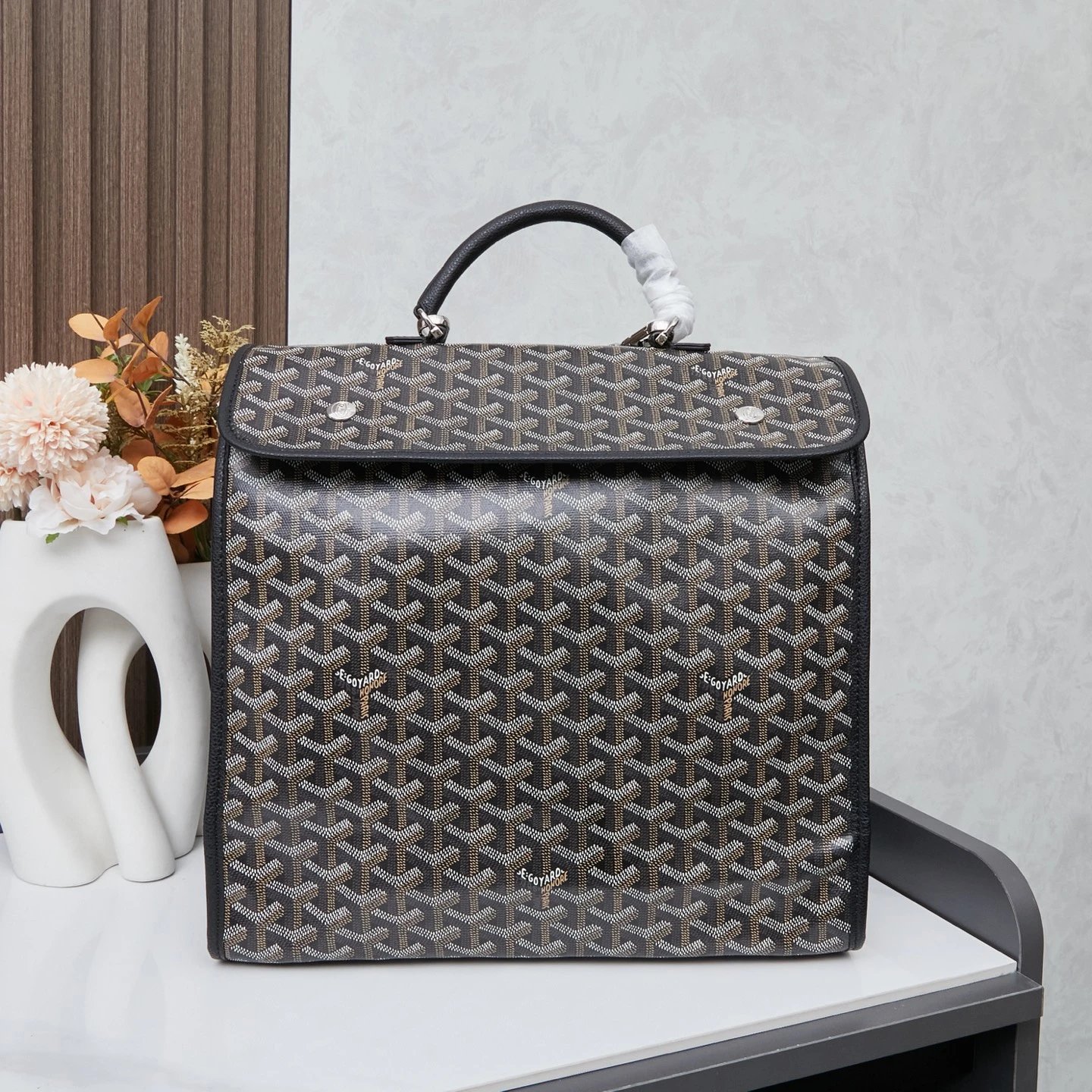 Goyard Classic Briefcase in Dark Brown Monogram with Black Trim