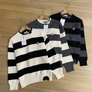 Moncler Striped Knit Sweater - Three-Color High-Street Commuter Style