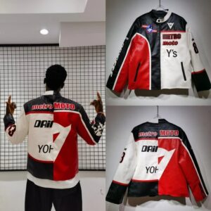 metro MOTO Motorcycle Style Jacket Red/White/Black