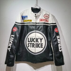 C.denim Lucky Motorcycle Jacket Black/White