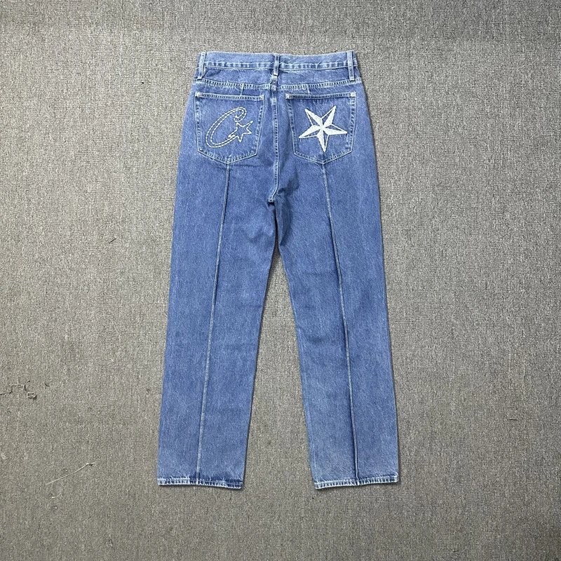 Corteiz Straight-Leg Jeans Blue