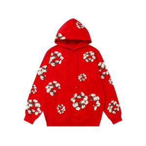 Denim Tears Print Hoodie Red