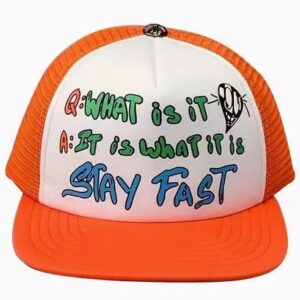 Chrome Hearts Stay Fast Graffiti-Style Orange-White Cap