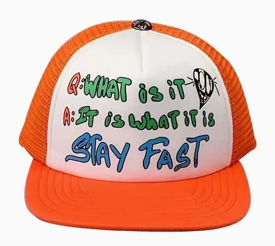 Chrome Hearts Stay Fast Graffiti-Style Orange-White Cap