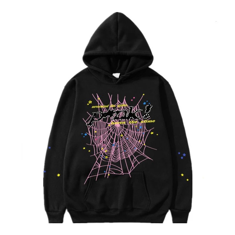 sp5der spider web streetwear high street black hoodie