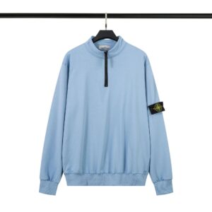 Stone Island Half-Zip Light Blue Sweatshirt