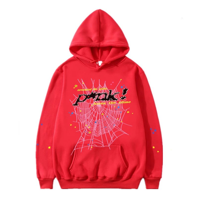 SP5DER Spider Web Printed Hoodie Red