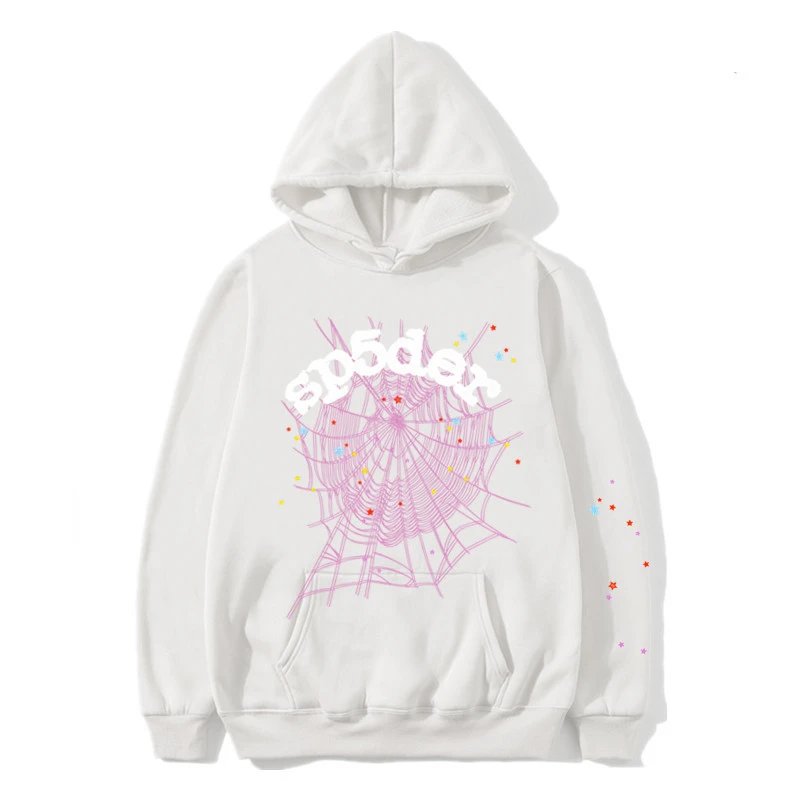 sp5der American Street High-Street Print Hoodie White