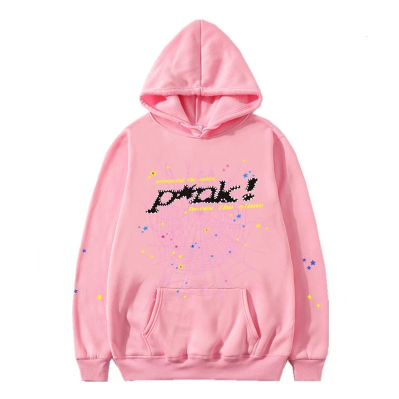sp5der potok streetwear print hoodie pink