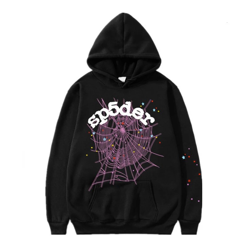 sp5der American Street Spider Web Print Hoodie Black