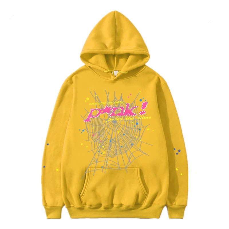 SP5DER Streetwear Print Hoodie - Yellow