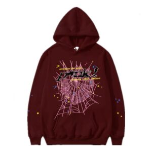 sp5der streetwear high street spider web hoodie burgundy