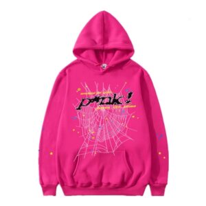 sp5der streetwear print hoodie pink