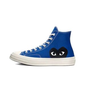 CDG PLAY High-Top Canvas Sneakers Blue